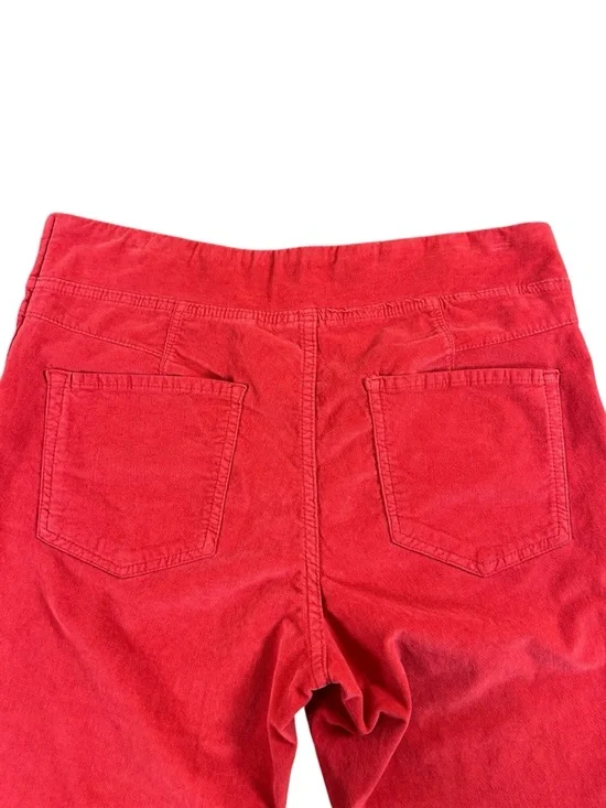 FREE PEOPLE In My Feelings Velvet Crop Slim Flare Pants Red M NWOT Retro Boho - Picture 9 of 15